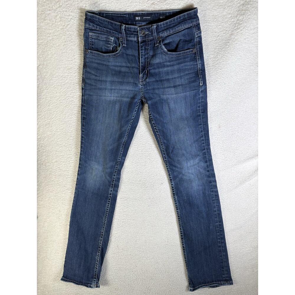BKE Buckle Jake Jeans Mens 32x34 Blue Straight Leg Dark Whisker Fade Western Y2K
